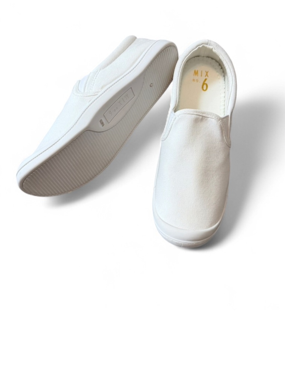 Mix No 6 White Canvas Slip on‎ Sneakers, Women's Size 8.5